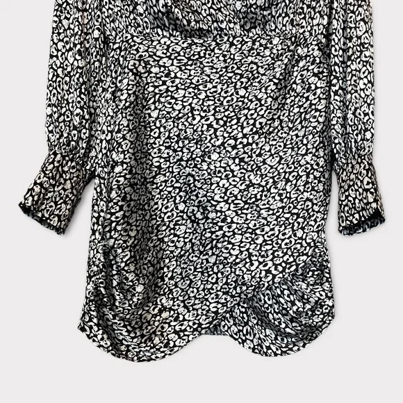 L’Academie Revolve The Joyce Mini Dress Cheetah Medium Satin Black Glam Party - Picture 3 of 7